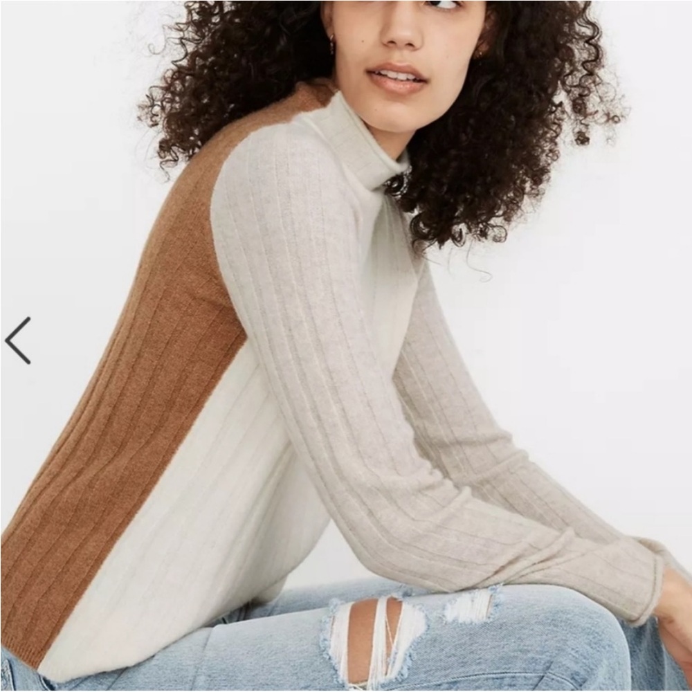 Madewell ribbed, tri-colored sweater